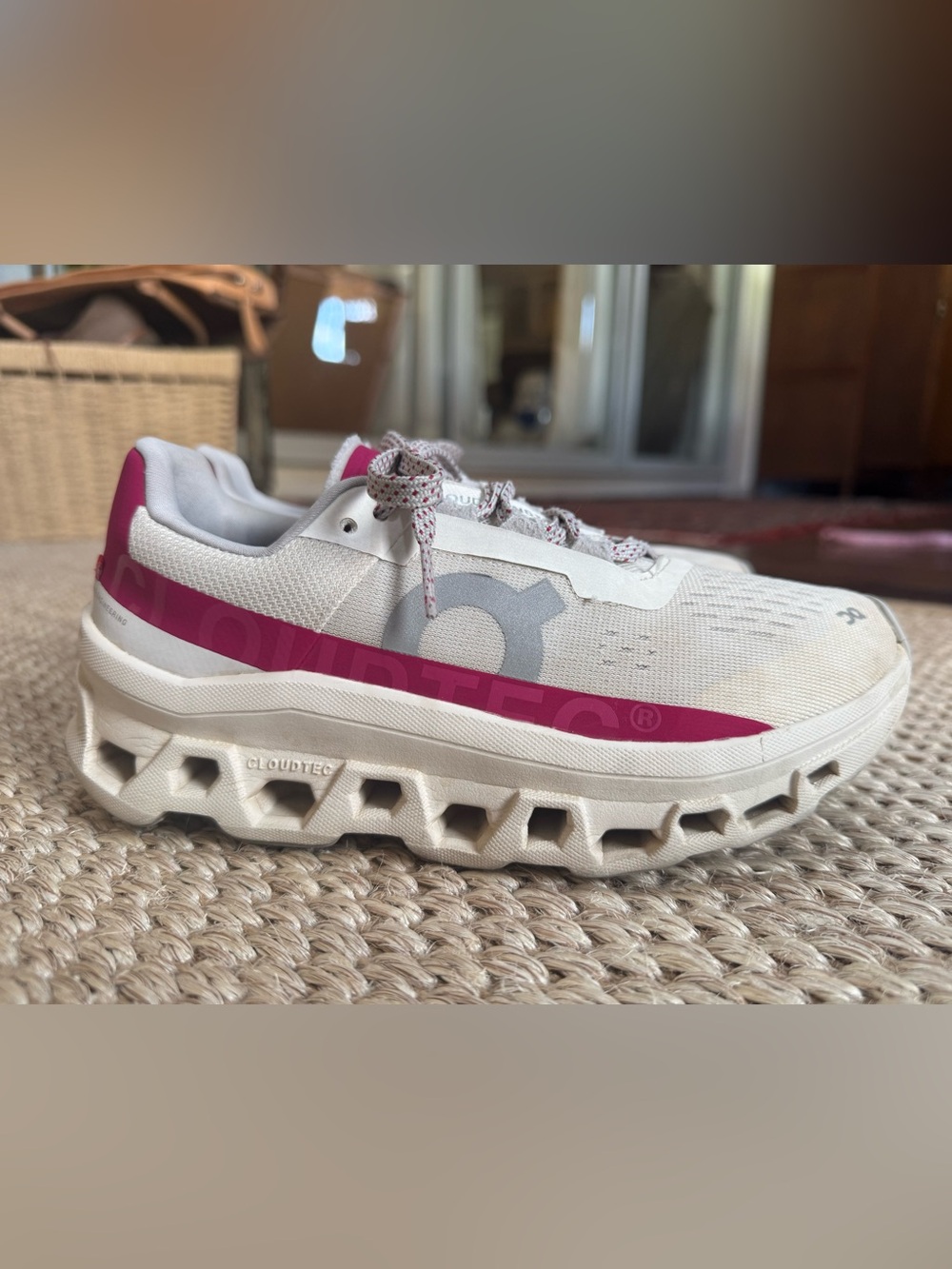 On Running Women's Cloudmonster Trainer in Ivory/Grenadine